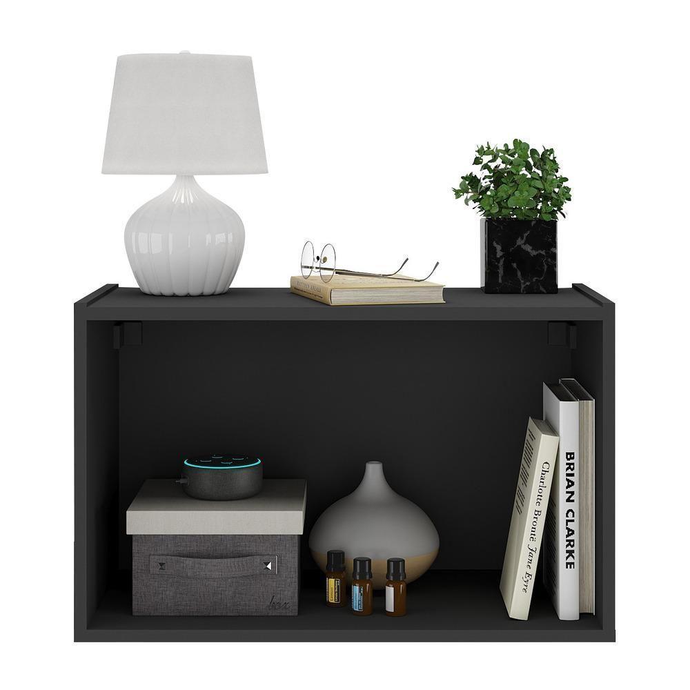 Kit 2 Mesas De Cabeceira Suspensas 2 Portas Multimóveis Mp4137 Preto Preto - 5