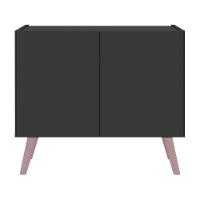 Kit 2 Mesas De Cabeceira Retrô 2 Portas Multimóveis Mp4138 Preto/rosa Preto/rosa - 2