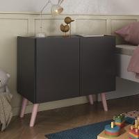 Kit 2 Mesas De Cabeceira Retrô 2 Portas Multimóveis Mp4138 Preto/rosa Preto/rosa - 5