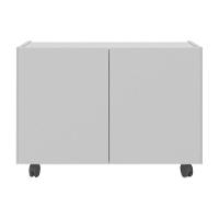 Kit 2 Mesas De Cabeceira Com Rodízios 2 Portas Multimóveis Mp4136 Branco Branco - 2