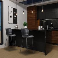 Kit 2 Banquetas Alta Com Encosto Para Bancada Cozinha Penha R02 Pu Preto - Mpozenato - 7