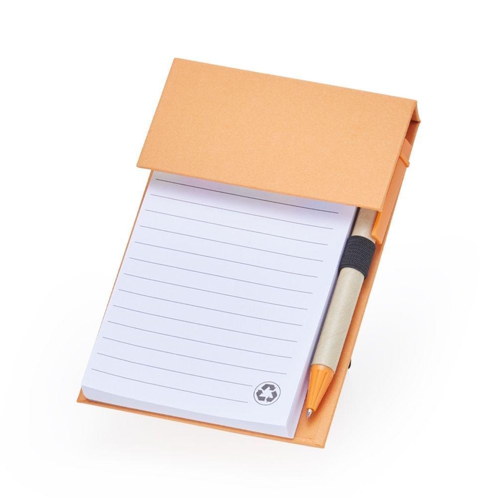 Bloco De Anotações Ecológico Com Autoadesivo E Caneta Laranja - 1