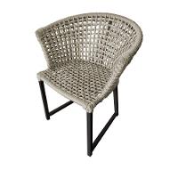 Kit 4 Cadeiras Salinas Corda Náutica Base Em Alumínio Preto-areia - Cor: Bege