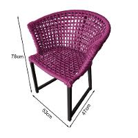 Kit 4 Cadeiras Salinas Corda Náutica Base Em Alumínio Preto-rosa - Cor: Rosa - 2