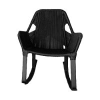 Kit 4 Cadeiras De Balanço Athenas Corda Náutica Base Em Alumínio Preto-preto - Cor: Preto - 3