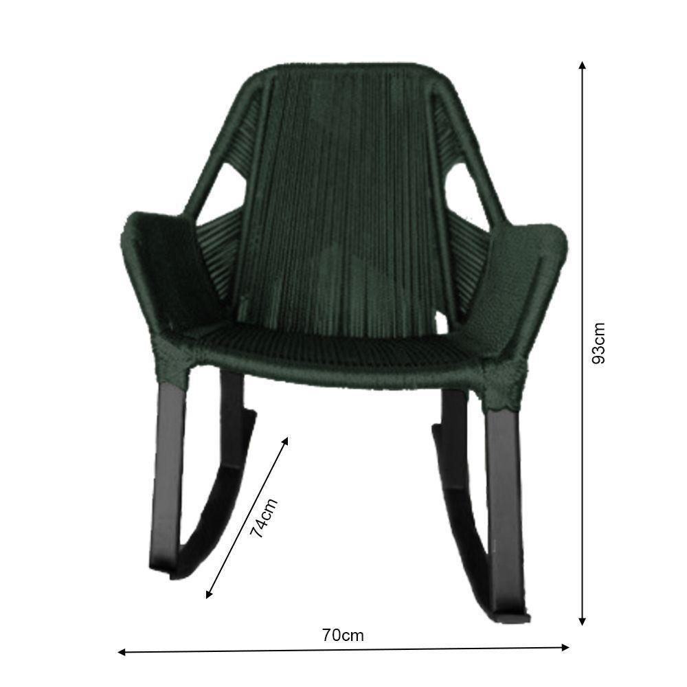 Kit 4 Cadeiras De Balanço Athenas Corda Náutica Base Em Alumínio Preto-verde Musgo - Cor: Verde - 2
