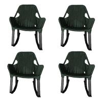 Kit 4 Cadeiras De Balanço Athenas Corda Náutica Base Em Alumínio Preto-verde Musgo - Cor: Verde - 1