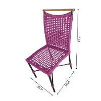 Kit 6 Cadeiras Anne Corda Náutica Detalhe Em Madeira Base Alumínio Preto-rosa - Cor: Rosa - 3