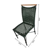 Kit 6 Cadeiras Anne Corda Náutica Detalhe Em Madeira Base Alumínio Preto-verde Musgo - Cor: Verde - 2