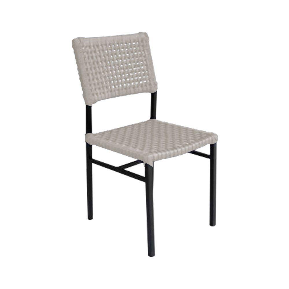 Kit 4 Cadeiras França Corda Náutica Base Em Alumínio Preto-areia - Cor: Bege - 2