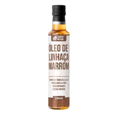 Óleo De Linhaça Marrom 250ml Sabor Verde Prensado A Frio