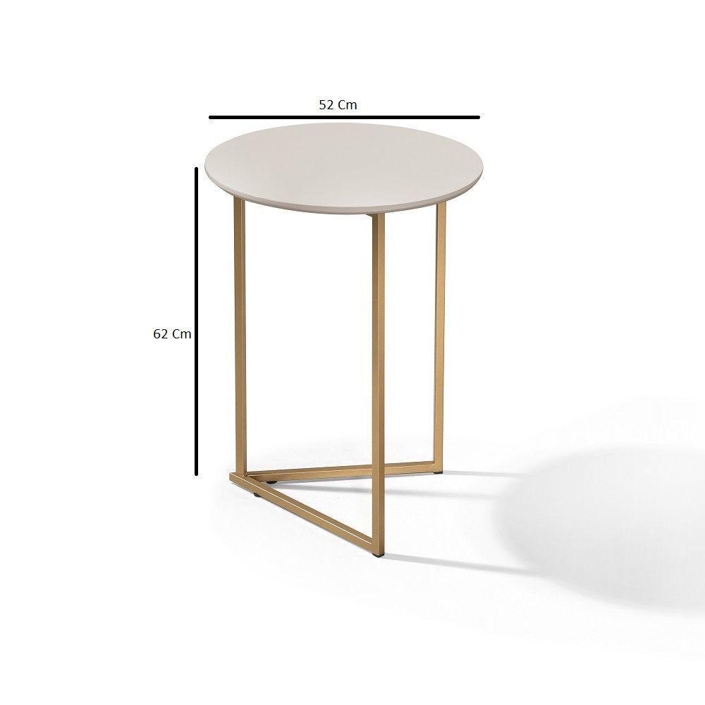 Conjunto De Mesa De Apoio Jade Sala Estar Pé De Aço Dourado - 4
