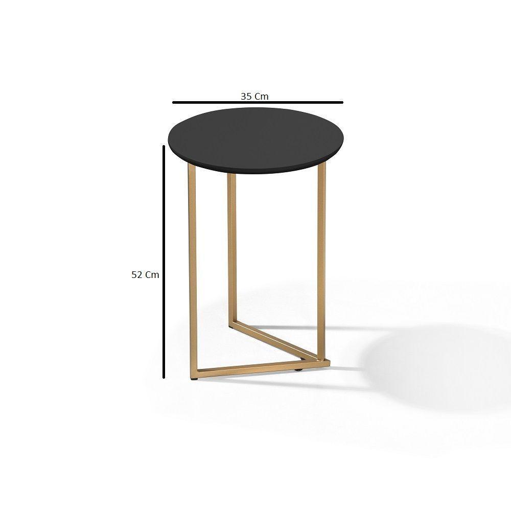 Conjunto De Mesa De Canto Jade Sala Estar Pé De Aço Dourado - 2