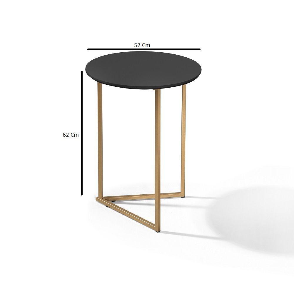 Conjunto De Mesa De Canto Jade Sala Estar Pé De Aço Dourado - 4