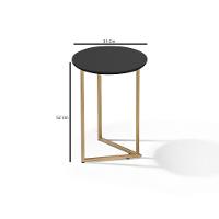 Conjunto De Mesa De Canto Jade Sala Estar Pé De Aço Dourado - 2