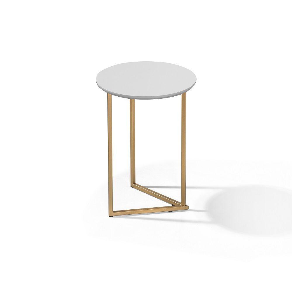 Conjunto De Mesa Lateral Jade Sala Estar Pé De Aço Dourado - 3