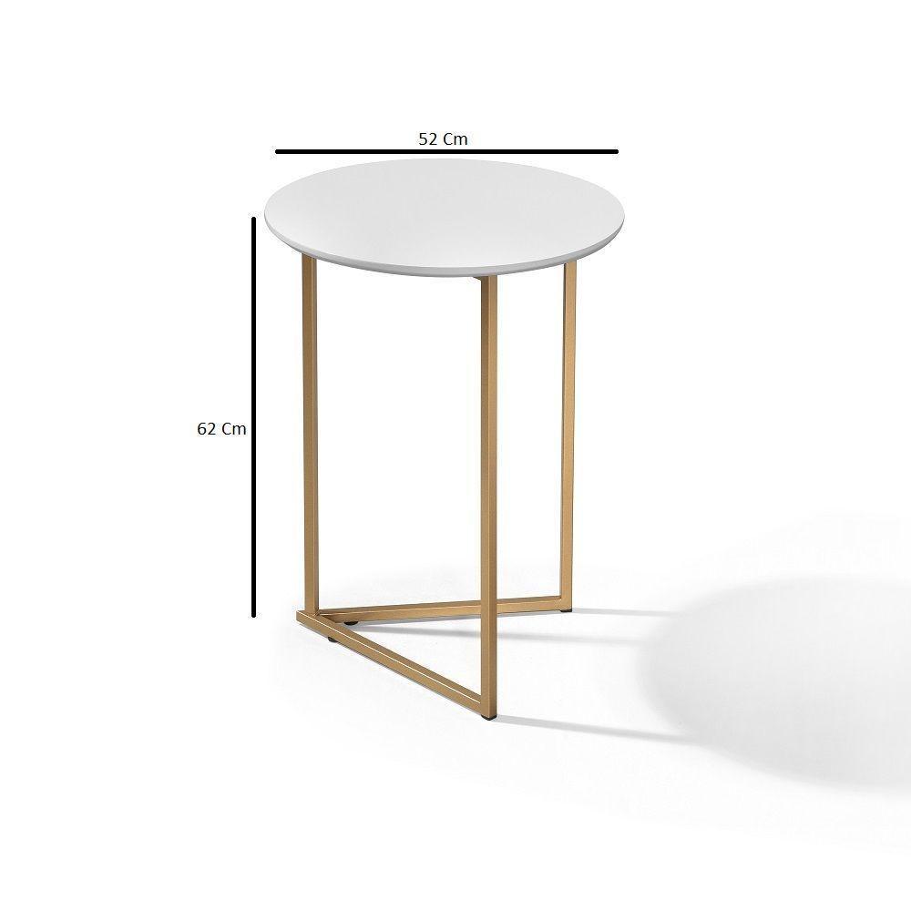 Conjunto De Mesa Lateral Jade Sala Estar Pé De Aço Dourado - 4