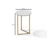 Conjunto De Mesa Lateral Jade Sala Estar Pé De Aço Dourado - 2