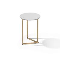 Conjunto De Mesa Lateral Jade Sala Estar Pé De Aço Dourado - 3