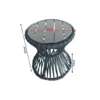 Mesa De Centro Sol Em Corda Náutica E Base Em Alumínio Cinza 70cm Cinza - Cor: Cinza - 2