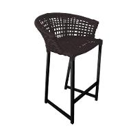 Banqueta Reis Em Corda Náutica E Base Em Alumínio Preta Para área Gourmet Externa Marrom Marrom - 1