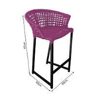 Banqueta Reis Em Corda Náutica E Base Em Alumínio Preta Para área Gourmet - Externa Rosa - Cor: Rosa - 2