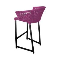 Banqueta Reis Em Corda Náutica E Base Em Alumínio Preta Para área Gourmet - Externa Rosa - Cor: Rosa - 3