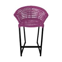 Banqueta Reis Em Corda Náutica E Base Em Alumínio Preta Para área Gourmet - Externa Rosa - Cor: Rosa - 4