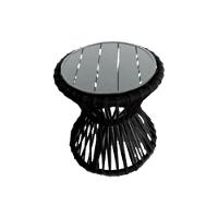 Mesa De Centro Sol Em Corda Náutica E Base Em Alumínio Cinza 70cm Preta - Cor: Preto - 1