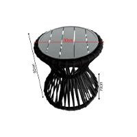 Mesa De Centro Sol Em Corda Náutica E Base Em Alumínio Cinza 70cm Preta - Cor: Preto - 3