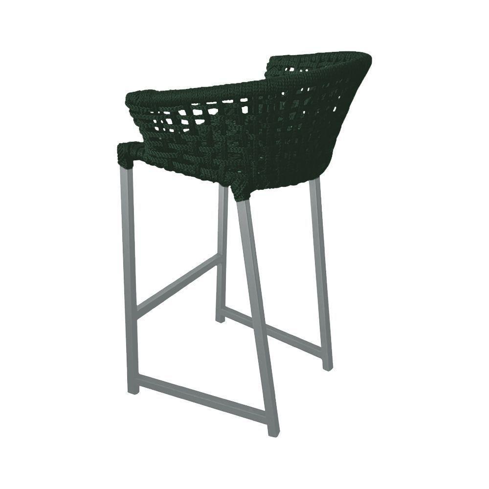 Banqueta Reis Em Corda Náutica E Base Em Alumínio Cinza Para área Gourmet Externa Verde Musgo Verde - 2