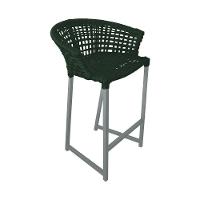 Banqueta Reis Em Corda Náutica E Base Em Alumínio Cinza Para área Gourmet Externa Verde Musgo Verde - 1