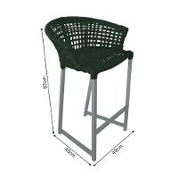 Banqueta Reis Em Corda Náutica E Base Em Alumínio Cinza Para área Gourmet Externa Verde Musgo Verde - 3