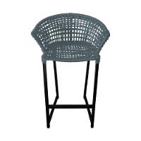 Banqueta Reis Em Corda Náutica E Base Em Alumínio Preta Para área Gourmet Externa Cinza Cinza - 3