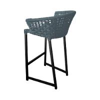 Banqueta Reis Em Corda Náutica E Base Em Alumínio Preta Para área Gourmet Externa Cinza Cinza - 4