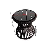 Mesa De Centro Sol Em Corda Náutica E Base Em Alumínio Preta 70cm Marrom - Cor: Marrom - 2