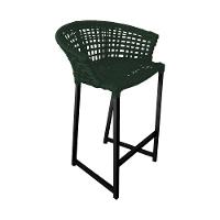 Kit 2 Banquetas Reis Em Corda Náutica E Base Em Alumínio Preta Para área Gourmet Verde Musgo Verde - 3