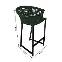 Kit 2 Banquetas Reis Em Corda Náutica E Base Em Alumínio Preta Para área Gourmet Verde Musgo Verde