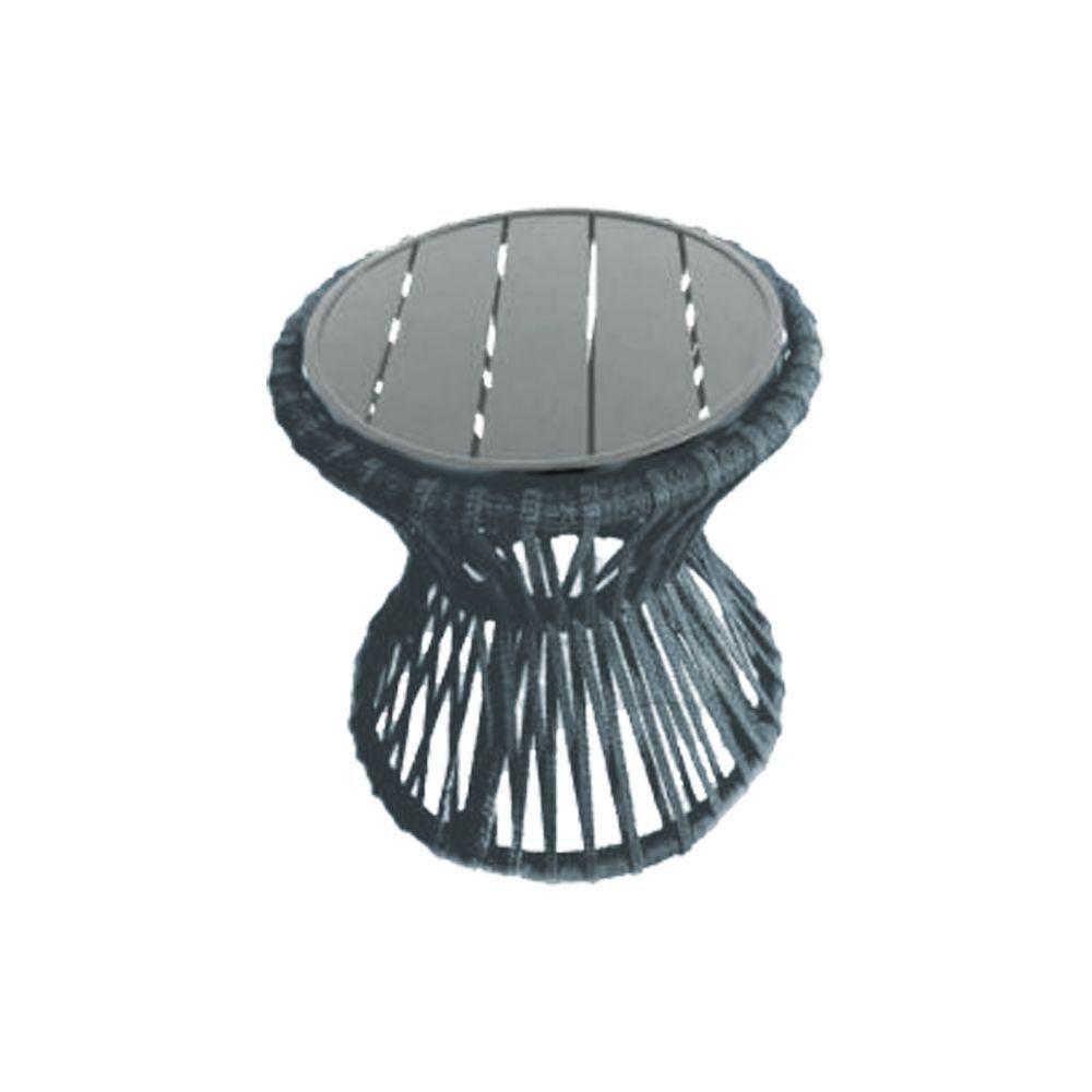 Mesa De Centro Sol Em Corda Náutica E Base Em Alumínio Cinza 50cm Cinza - Cor: Cinza - 1