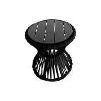 Mesa De Centro Sol Em Corda Náutica E Base Em Alumínio Preta 70cm Preta - Cor: Preto - 1