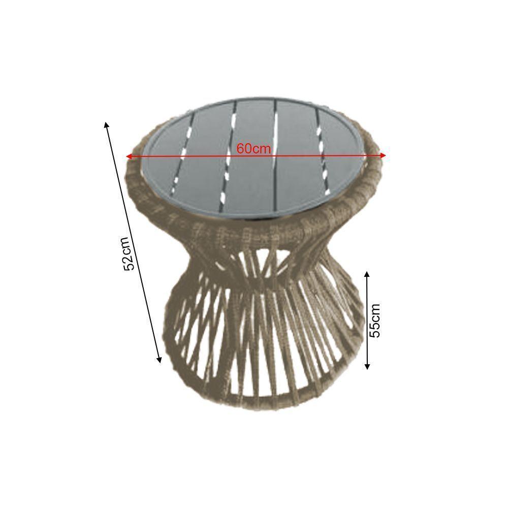 Mesa De Centro Sol Em Corda Náutica E Base Em Alumínio Cinza 50cm Rami - Cor: Bege - 2