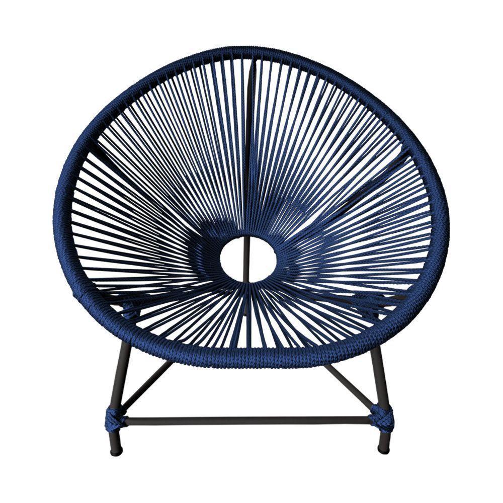 Kit 2 Cadeiras Acapulco Corda Náutica Base Em Alumínio Preto-azul Marinho - Cor: Azul - 7