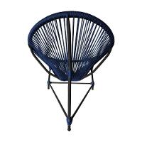 Kit 2 Cadeiras Acapulco Corda Náutica Base Em Alumínio Preto-azul Marinho - Cor: Azul