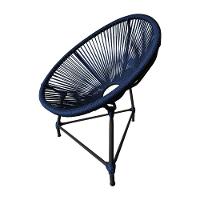 Kit 2 Cadeiras Acapulco Corda Náutica Base Em Alumínio Preto-azul Marinho - Cor: Azul - 5