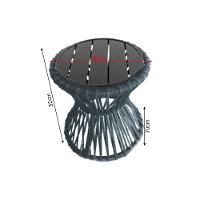 Mesa De Centro Sol Em Corda Náutica E Base Em Alumínio Preta 70cm Cinza - Cor: Cinza - 2