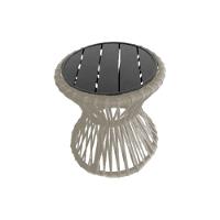 Mesa De Centro Sol Em Corda Náutica E Base Em Alumínio Preta 70cm Areia - Cor: Bege - 1