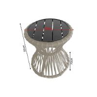 Mesa De Centro Sol Em Corda Náutica E Base Em Alumínio Preta 70cm Areia - Cor: Bege - 3