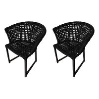 Kit 2 Cadeiras Salinas Corda Náutica Base Em Alumínio Preto-preto - Cor: Preto - 1