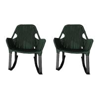 Kit 2 Cadeiras De Balanço Athenas Corda Náutica Base Em Alumínio Preto-verde Musgo - Cor: Verde - 1