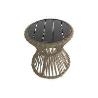 Mesa De Centro Sol Em Corda Náutica E Base Em Alumínio Preta 70cm Rami - Cor: Bege - 1